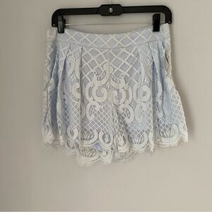 L’Atiste Women’s High Rise Lined Lace Baby Blue Size Zipper Booty Shorts size L